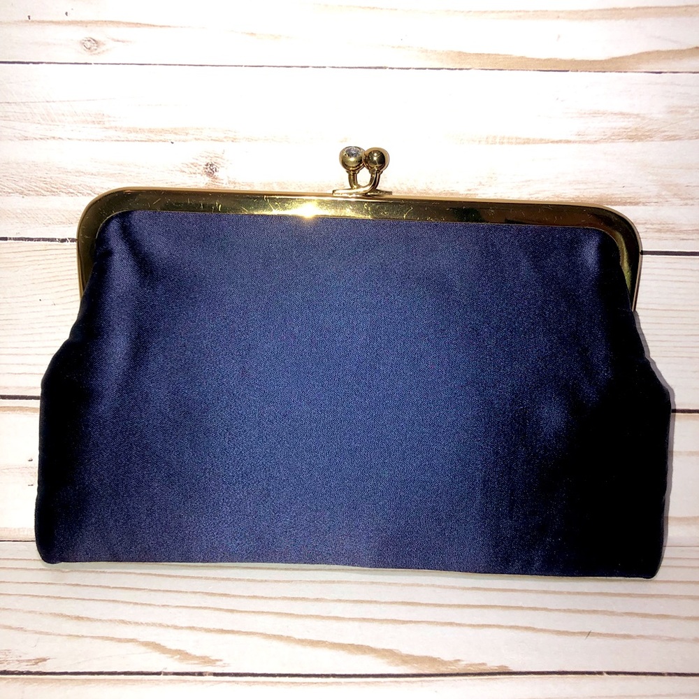 Vintage Koret Navy Blue Evening Kisslock Clutch